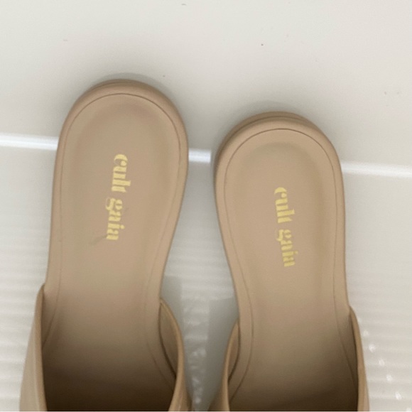 Cult Gaia Ray Neutral Tan Ostrich Feathers Miles Flats SZ 9.5/39.5 - Picture 6 of 15